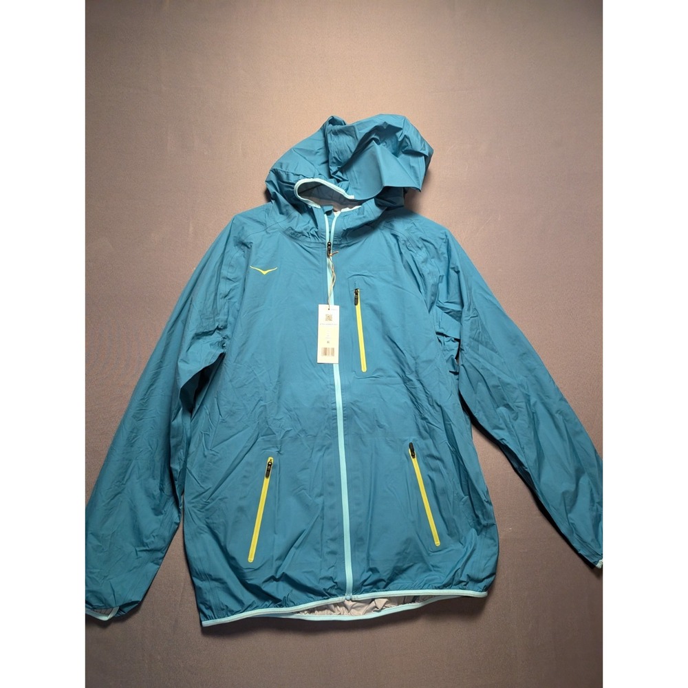 Hoka One One Tecsky Waterproof Jacket Womens Large Teal Windbreaker 1156100